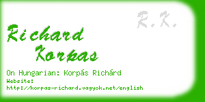 richard korpas business card